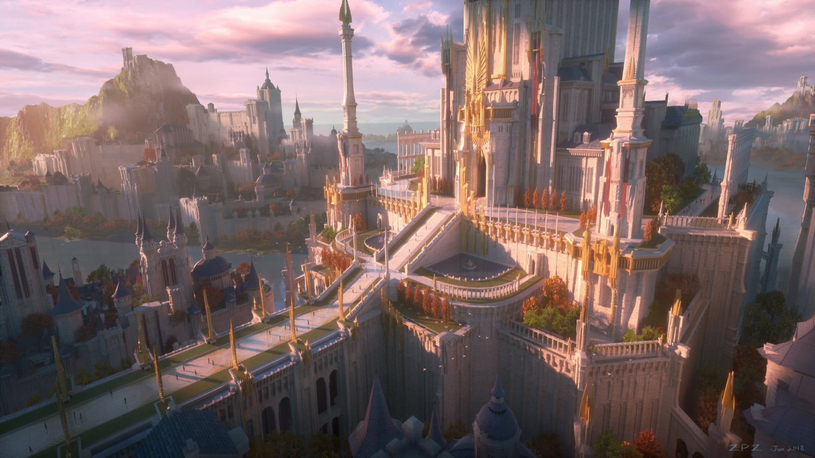 digital art artwork fantasy city landscape 2k