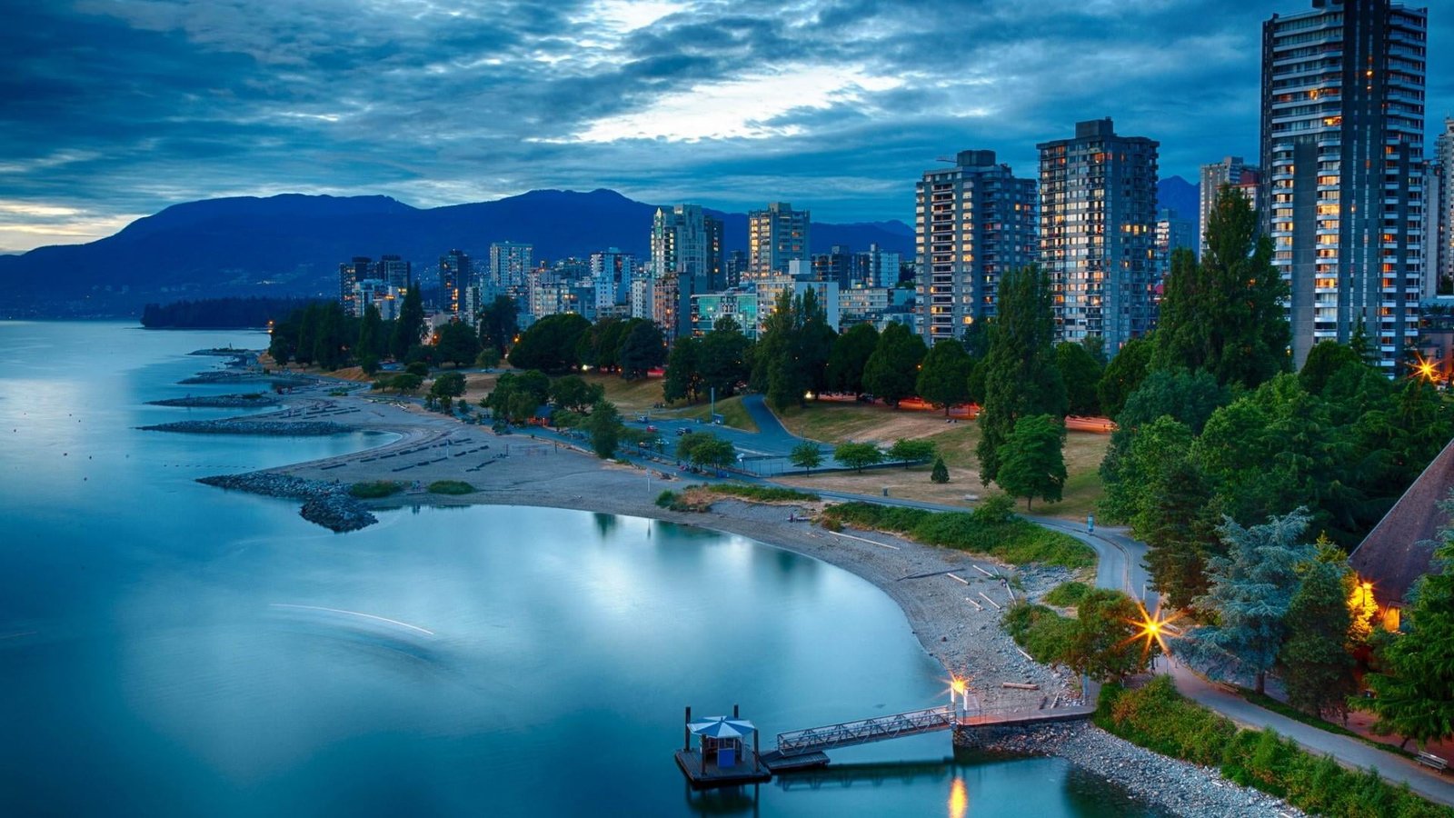 downtown morning west end english bay beach british columbia 2k