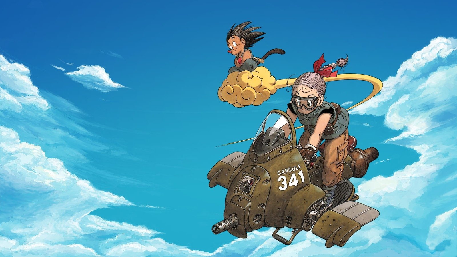 Dragon Ball Z Goku and Bulma wallpaper anime numbers sky cloud 2k
