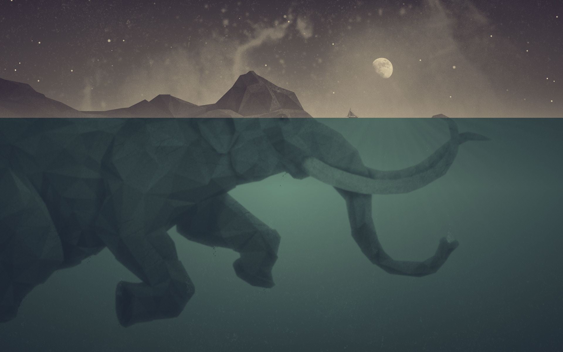 elephant illustration gray anime mammoths 2k