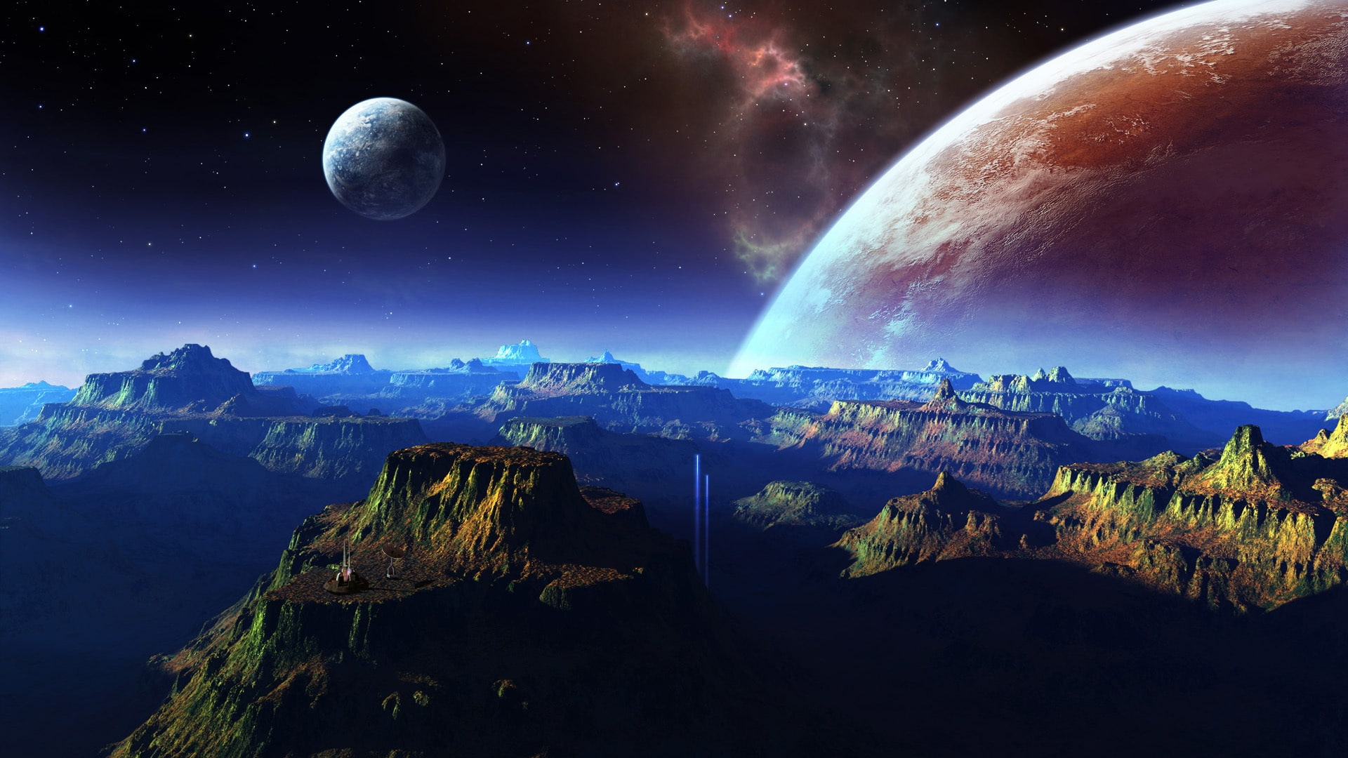 Fantastic scenery mountains space planet 2k