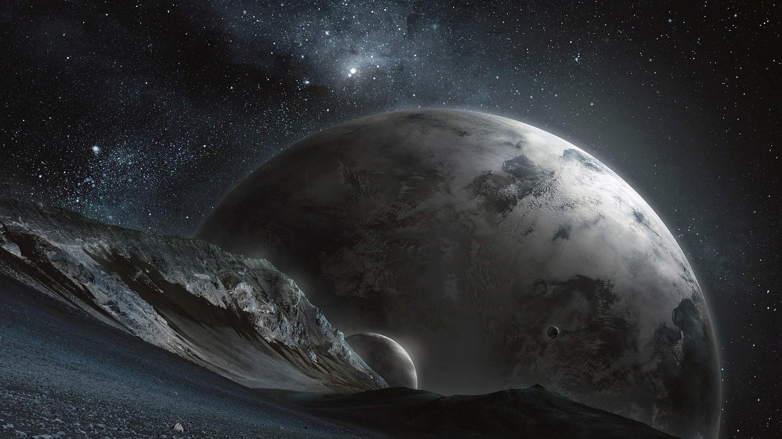 fantasy art planet surface alien landscape 2k