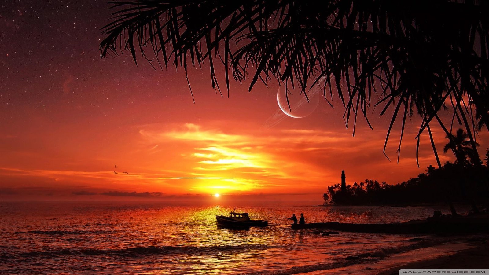 Fantasy Summer Sunset Beach fishing and abstract 2k