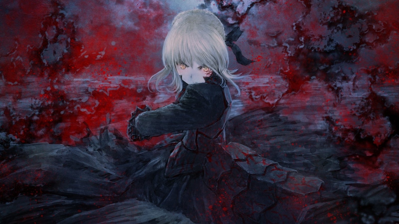 female anime character wallpaper Type Moon Fate Series Saber Alter 2k