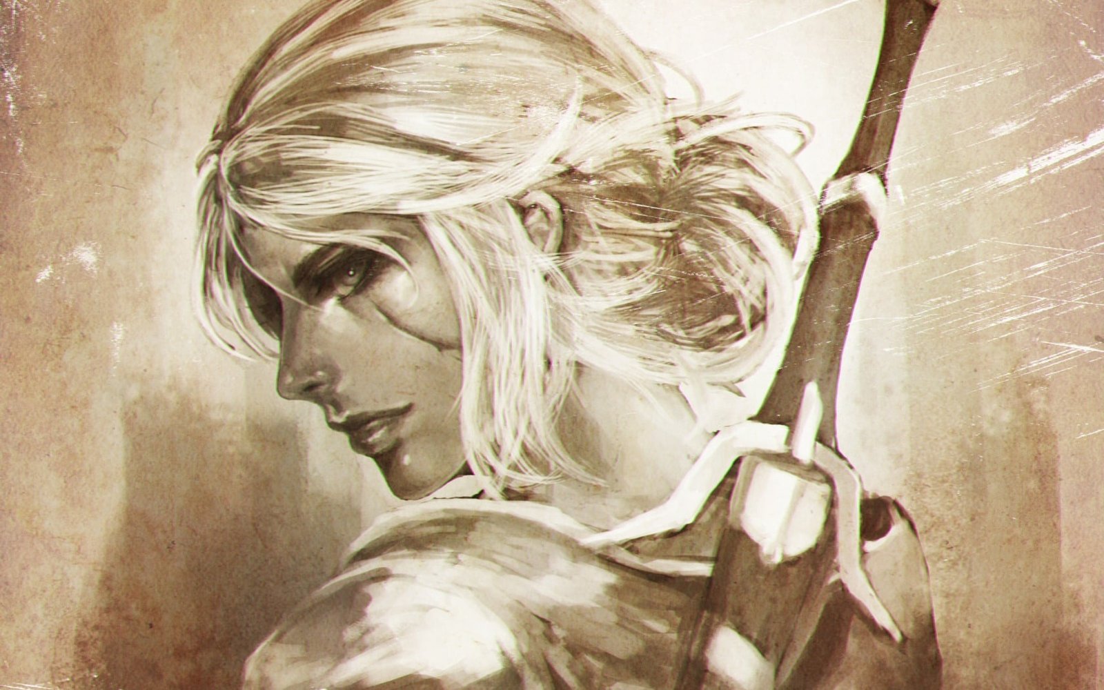 female character with sword digital wallpaper ciri witcher 2k