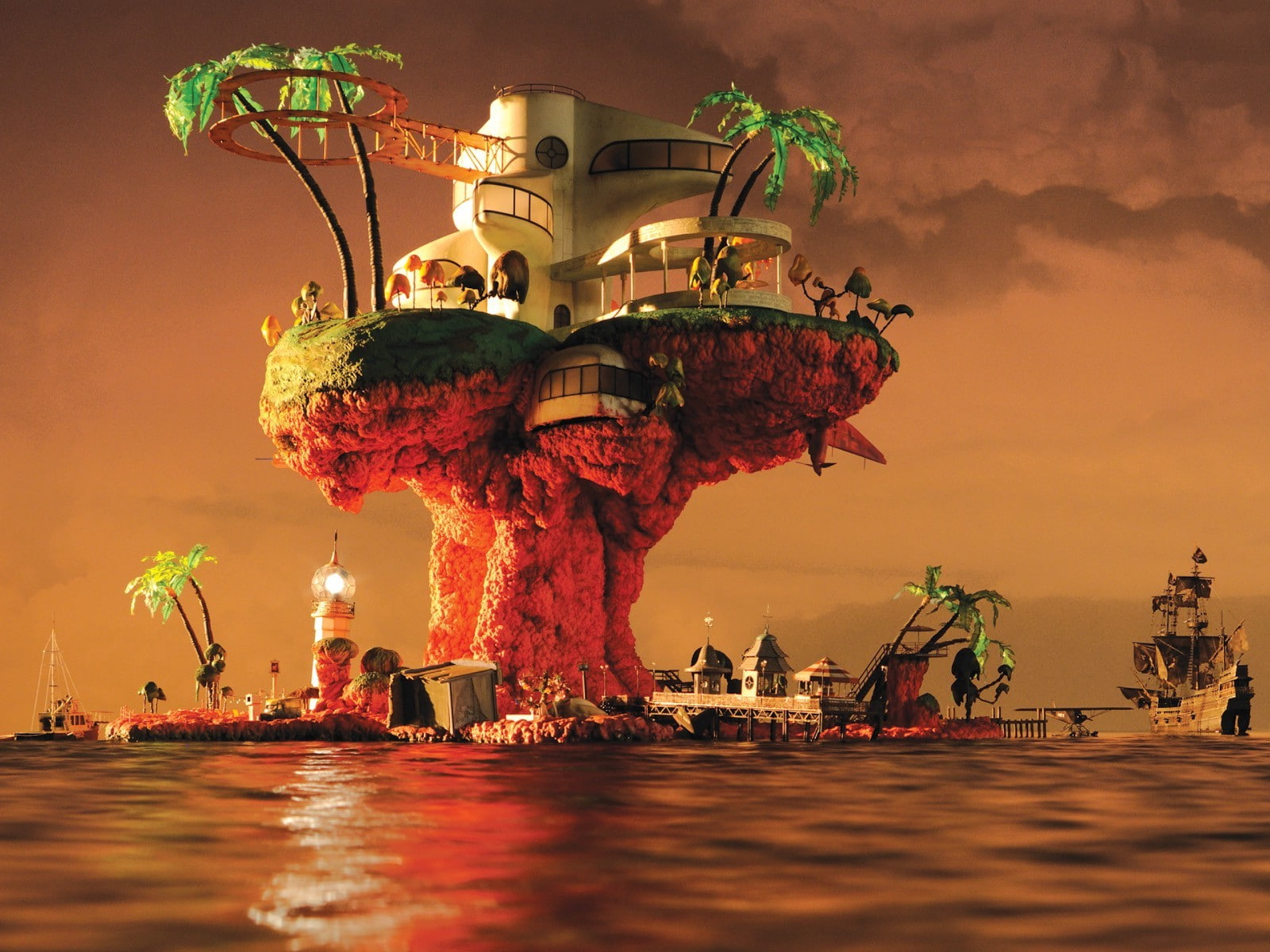 gorillaz plastic beach album covers jamie hewlett 2k