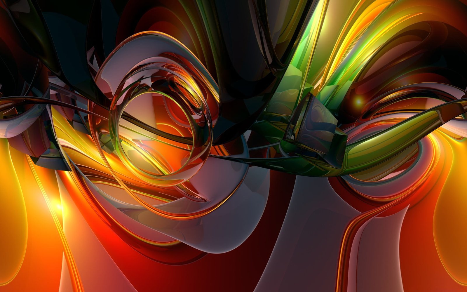 green and multicolored abstract artwork orange digital art 2k