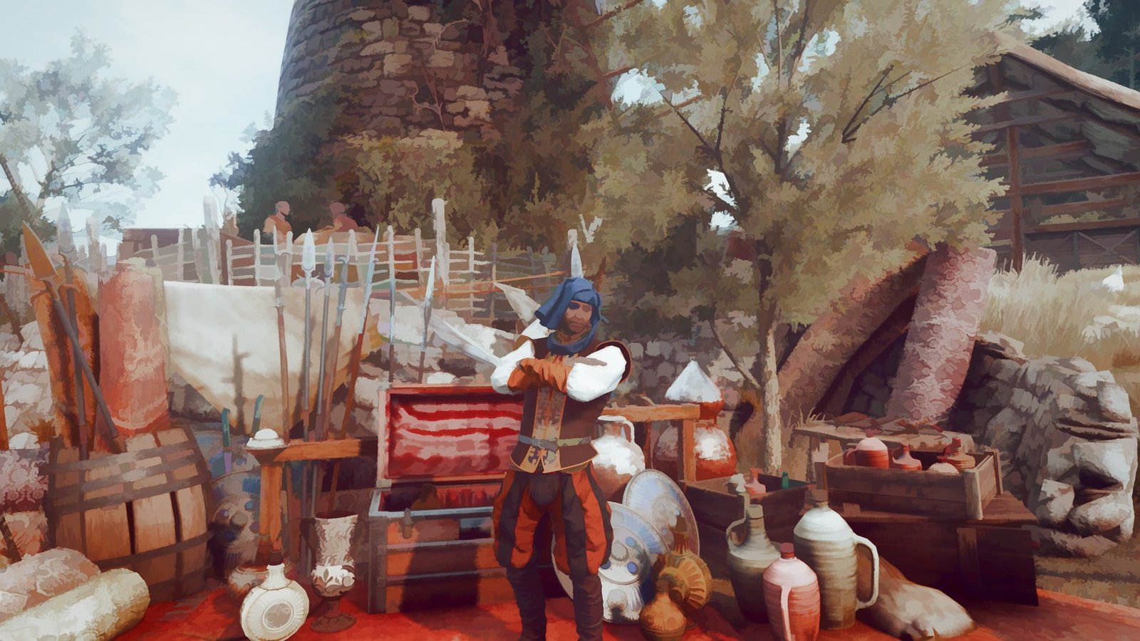 man in white and brown suit outdoor painting The Witcher 3 Wild Hunt 2k