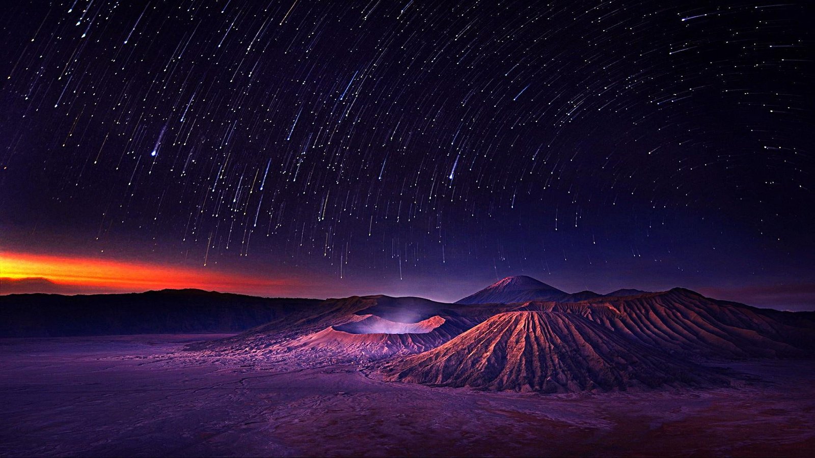 night starry sky landscape darkness 2k