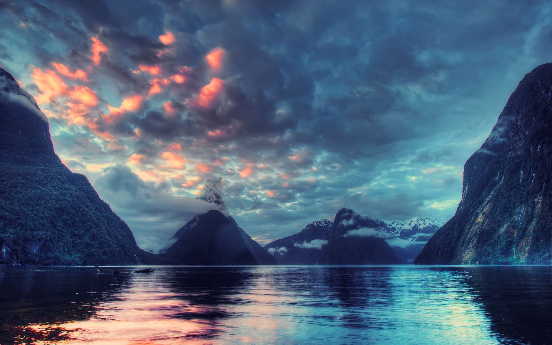 rock mountain nature mountains water New Zealand Milford Sound 2k