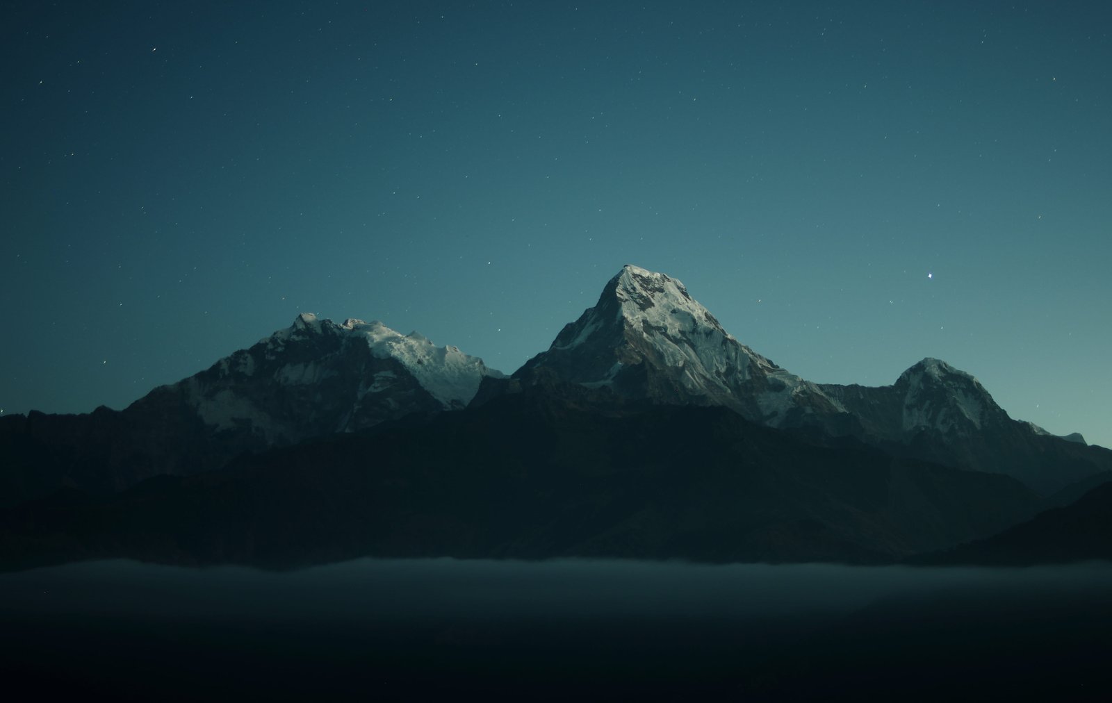 silhouette of mountains during nigh time photography gray mountain illustration 2k 4k 5k
