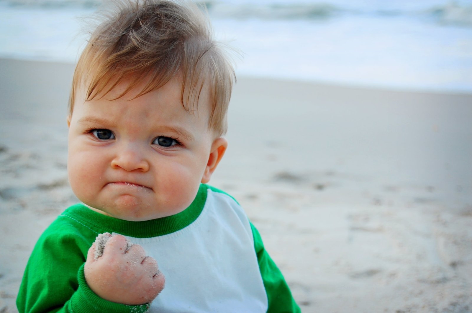Success Kid white and green dressed baby meme happy t shirt 2k