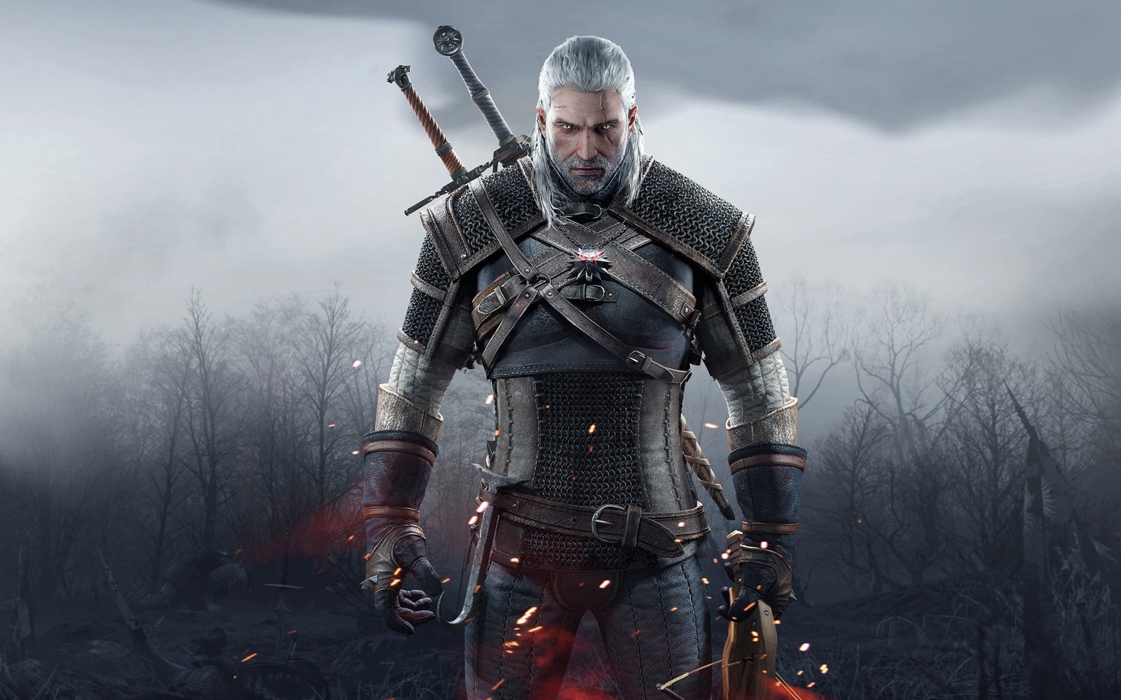 The Witcher 3 Wild Hunt white hair man 2k