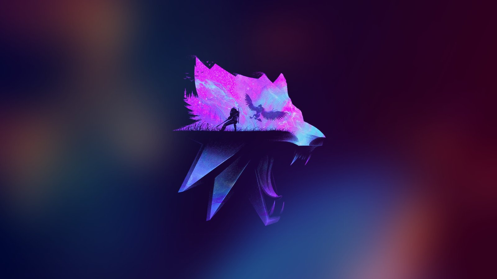 The Witcher wolf purple 51 2k 4k