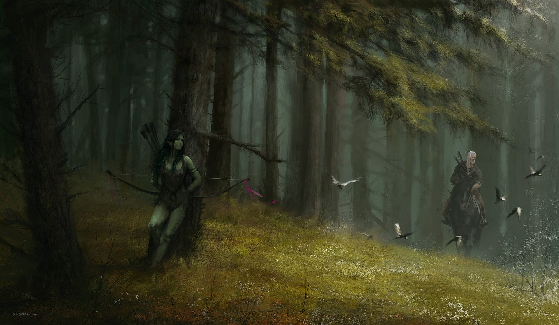 untitled fantasy art forest The Witcher 3 Wild Hunt 2k