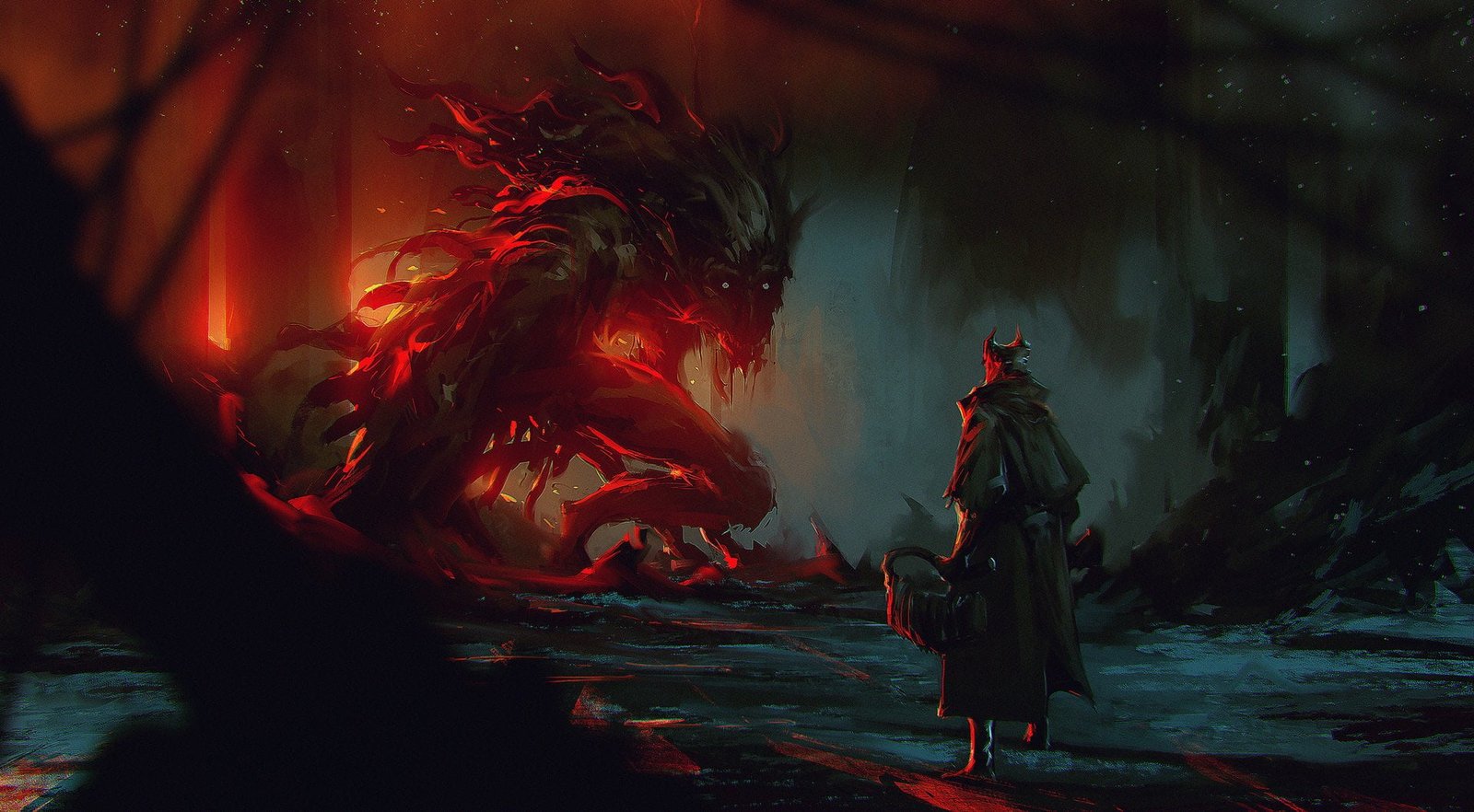 Video Game Bloodborne Creature Dark red night people 2k
