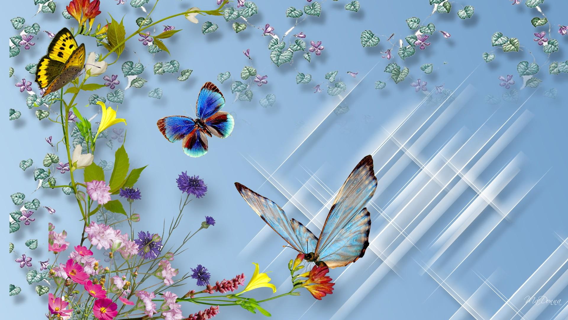 Wild Flower Butterflies spring firefox persona sparkles scatter 2k