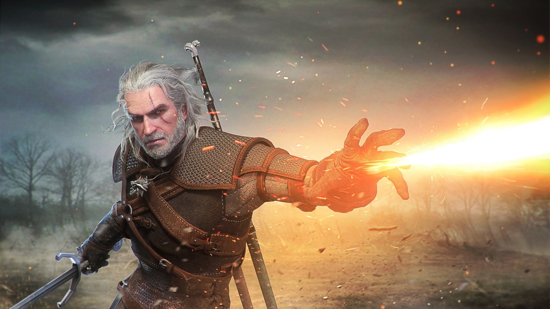 game character illustration Geralt of Rivia The Witcher 3 Wild Hunt 2k