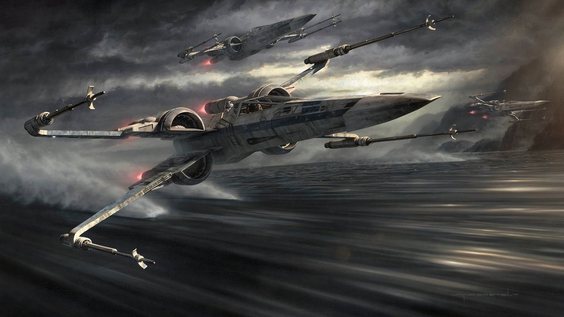 gray planes painting wing Star Wars artwork air vehicle 2k