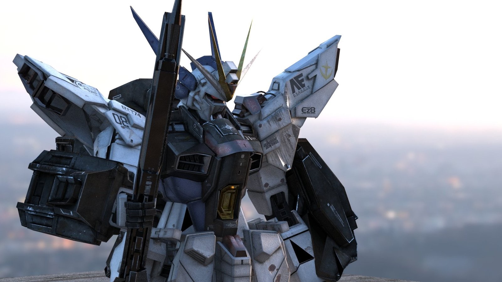 Gundam mech anime robot Mobile Suit artwork digital art 2k