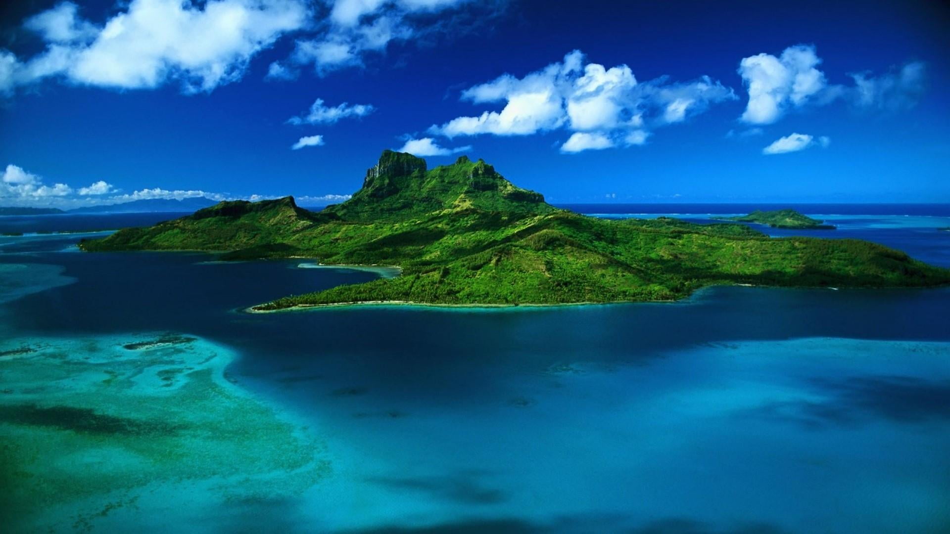 island blue sky water cloud mauritius ocean awesome 2k