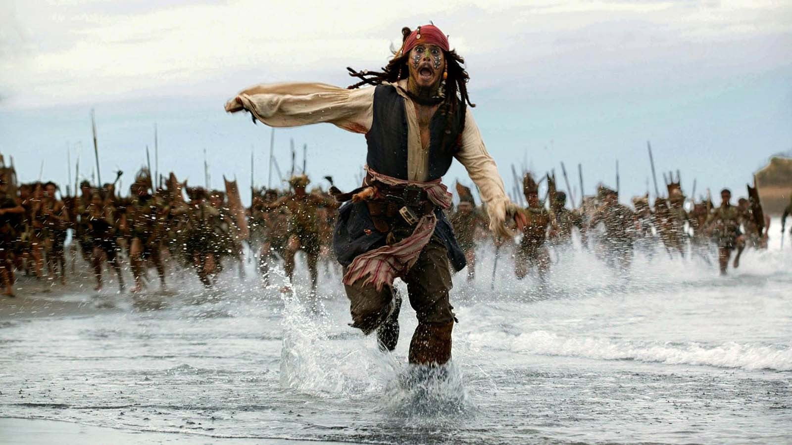 Jack Sparrow Johnny Depp Pirates of the Caribbean movies water 2k
