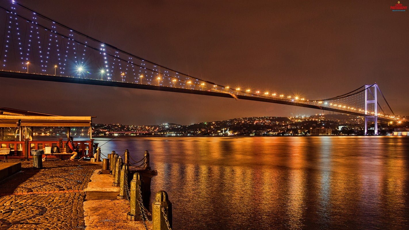 landscape photo of black city bridge Turkey Istanbul architecture