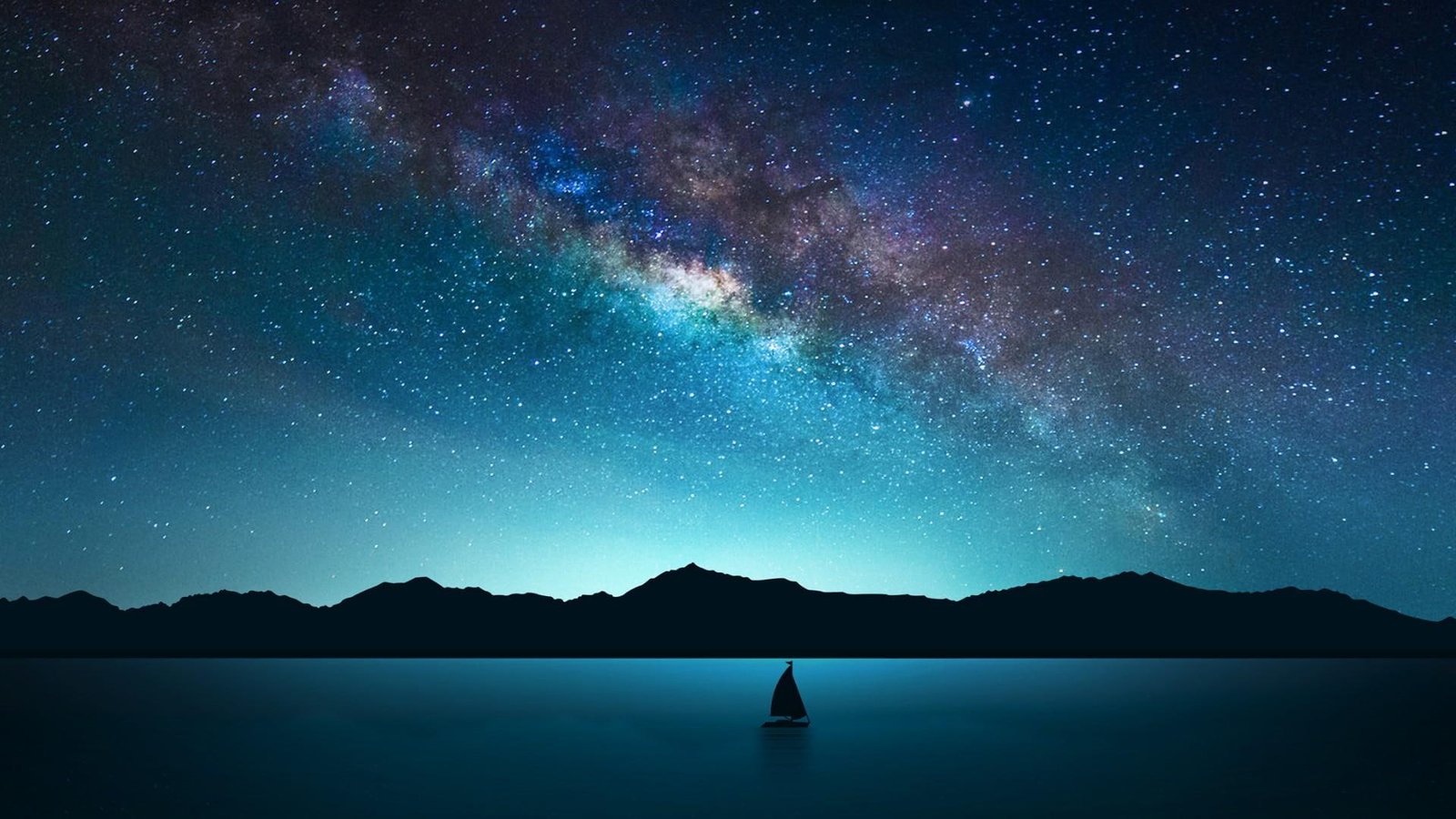 landscape night sky mountains starry stars milky way 2k
