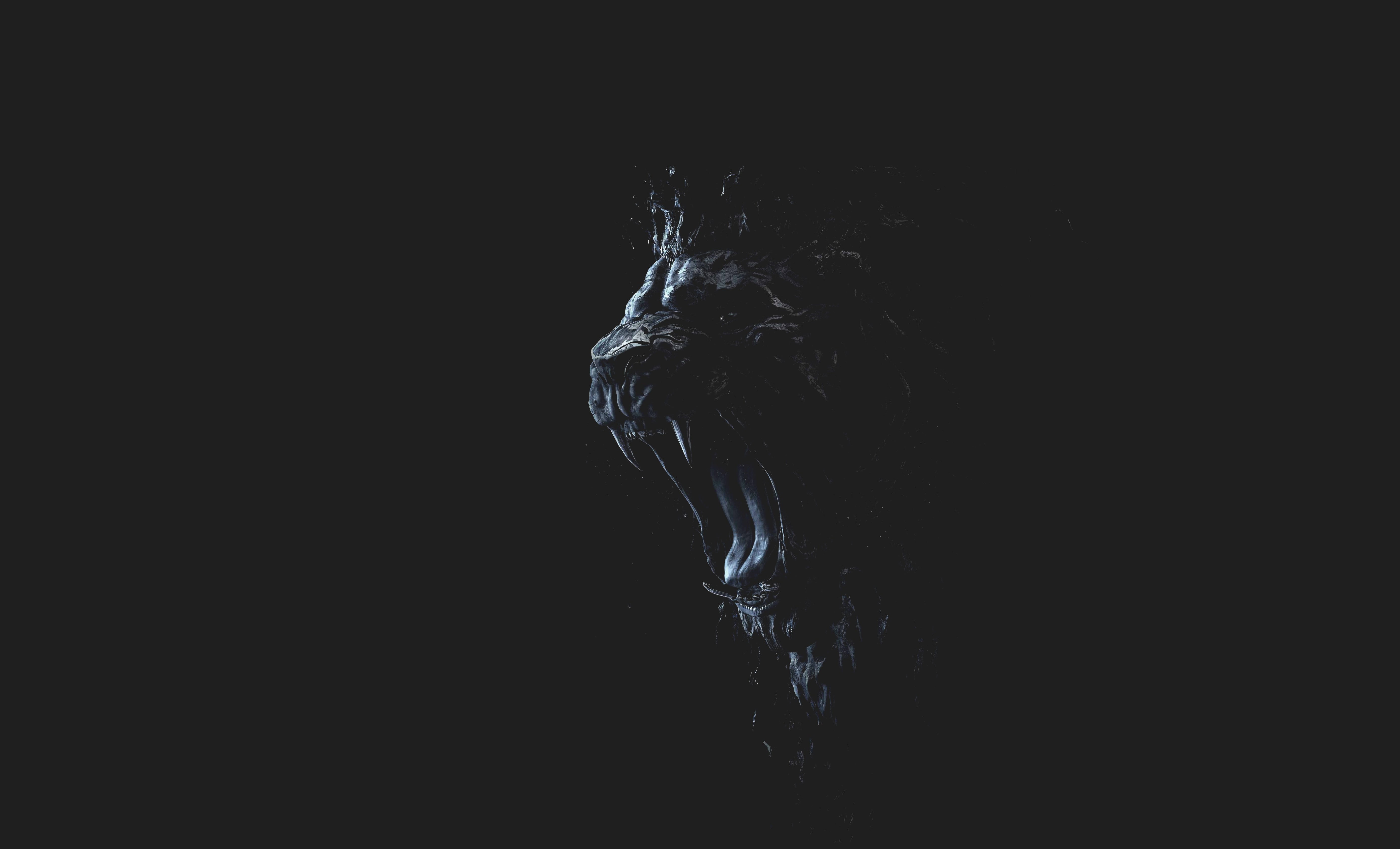 lion statue simple background studio shot black 2k 4k 5k