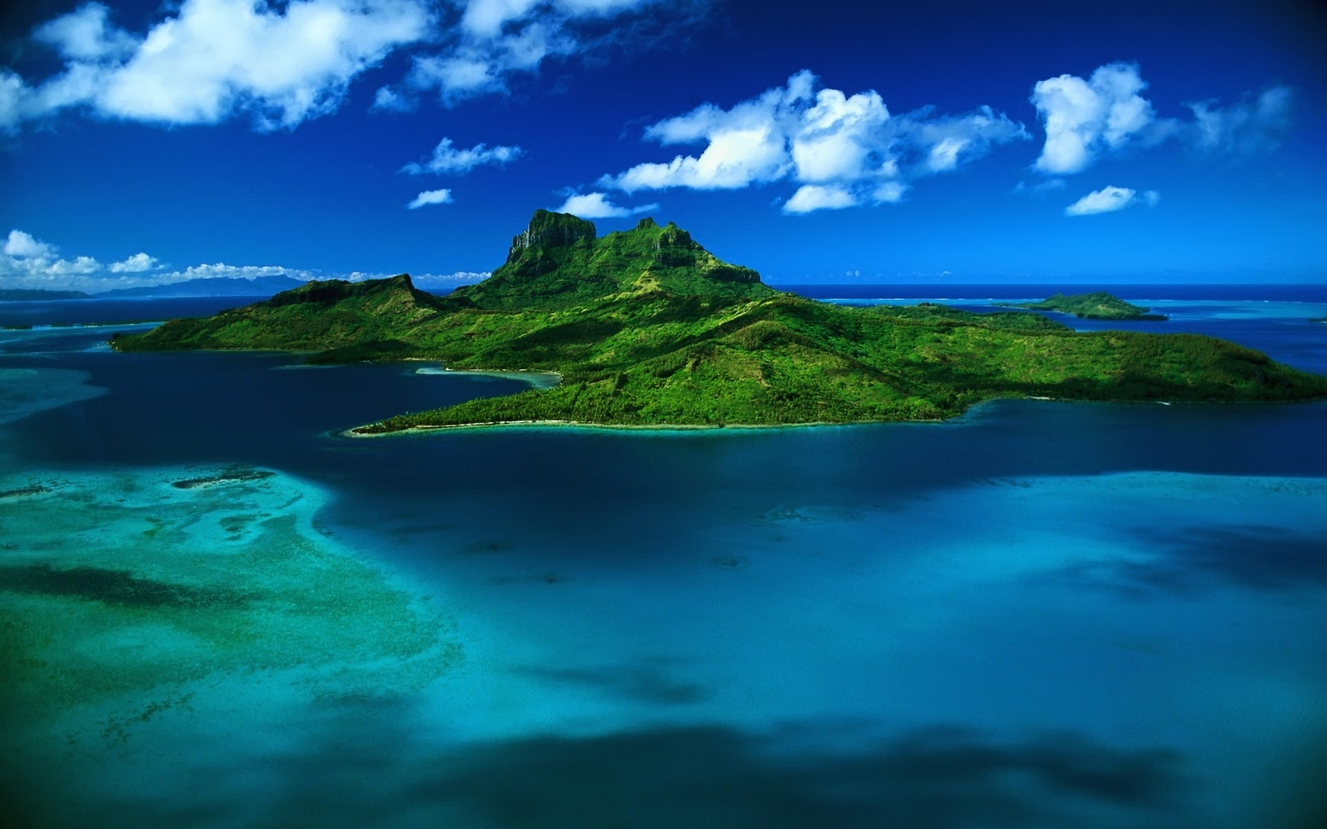 Mauritius Island gree island water sea scenery background 2k