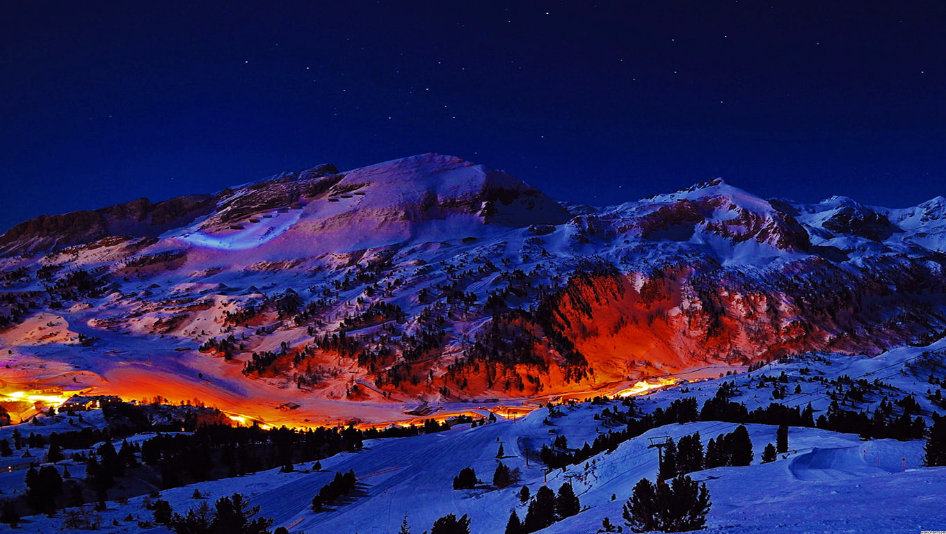 mountains night snow cold temperature winter scenics nature