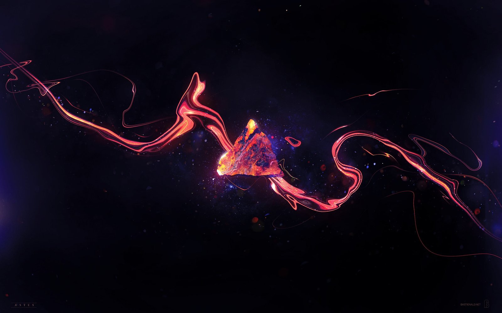 multicolored abstract illustration glowing red thing artwork 2k