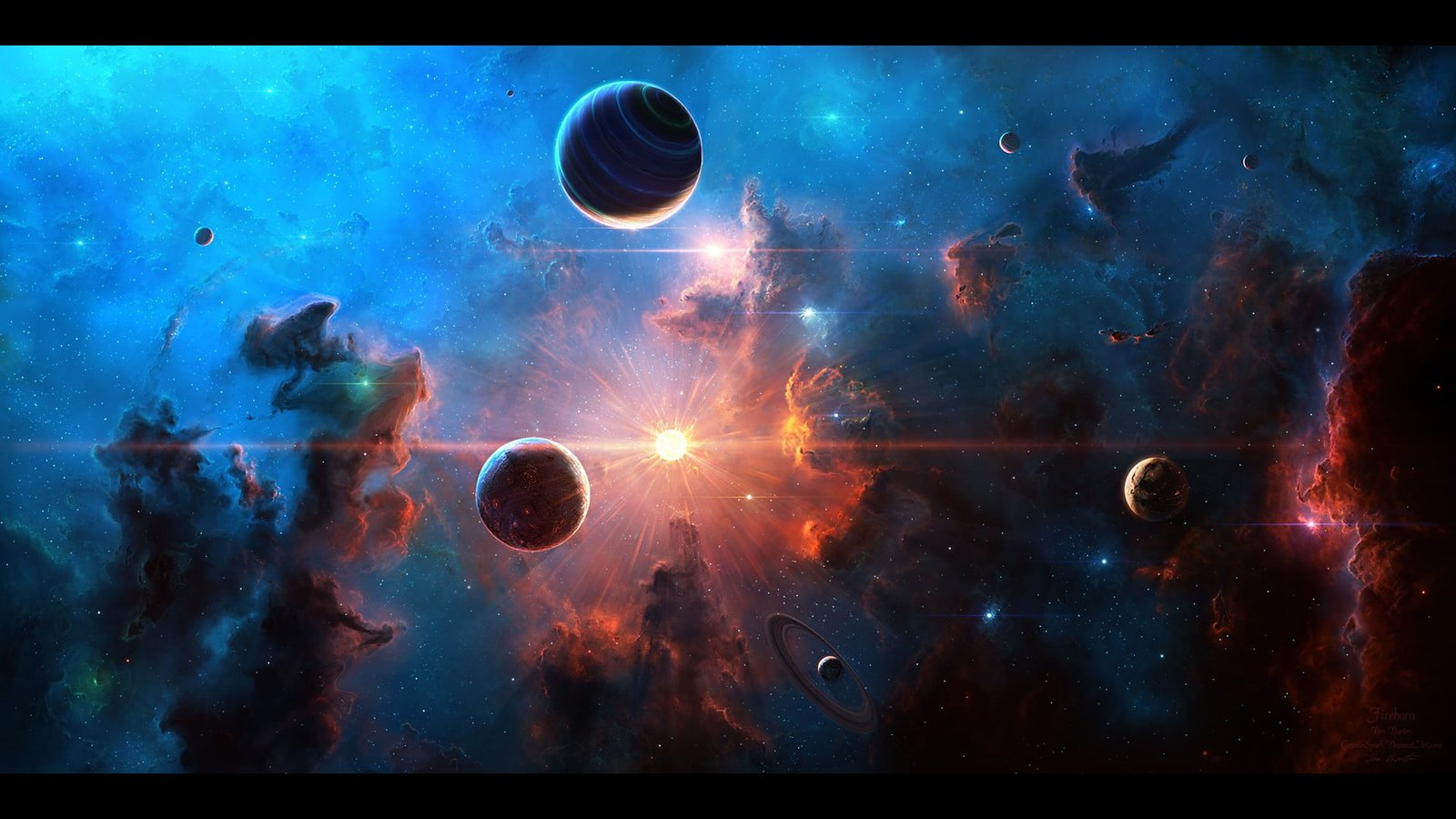 planet illustration space nebula stars art Moon auto post production filter 2k