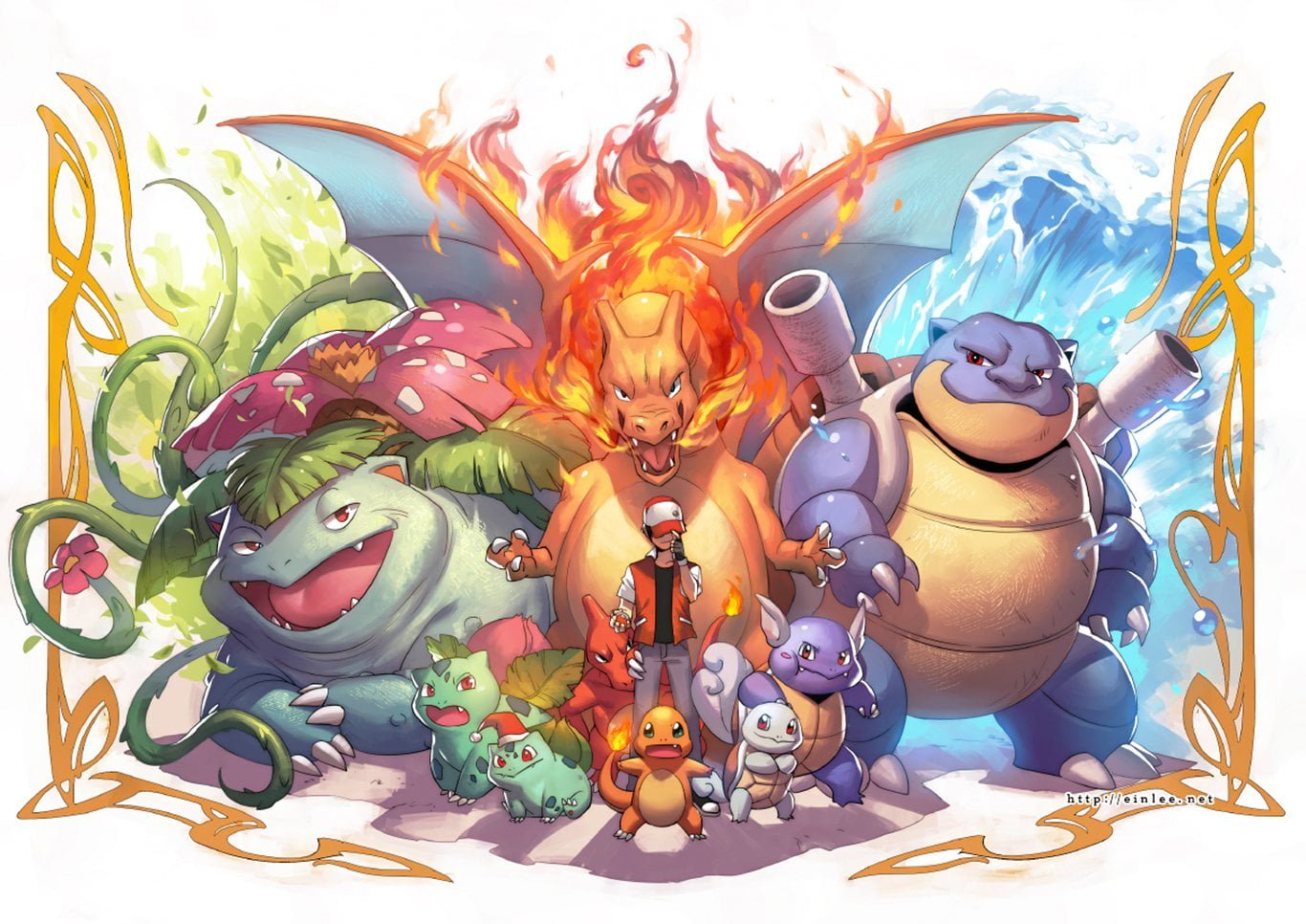 Pokemon digital wallpaper Pok mon Red and Blue Blastoise