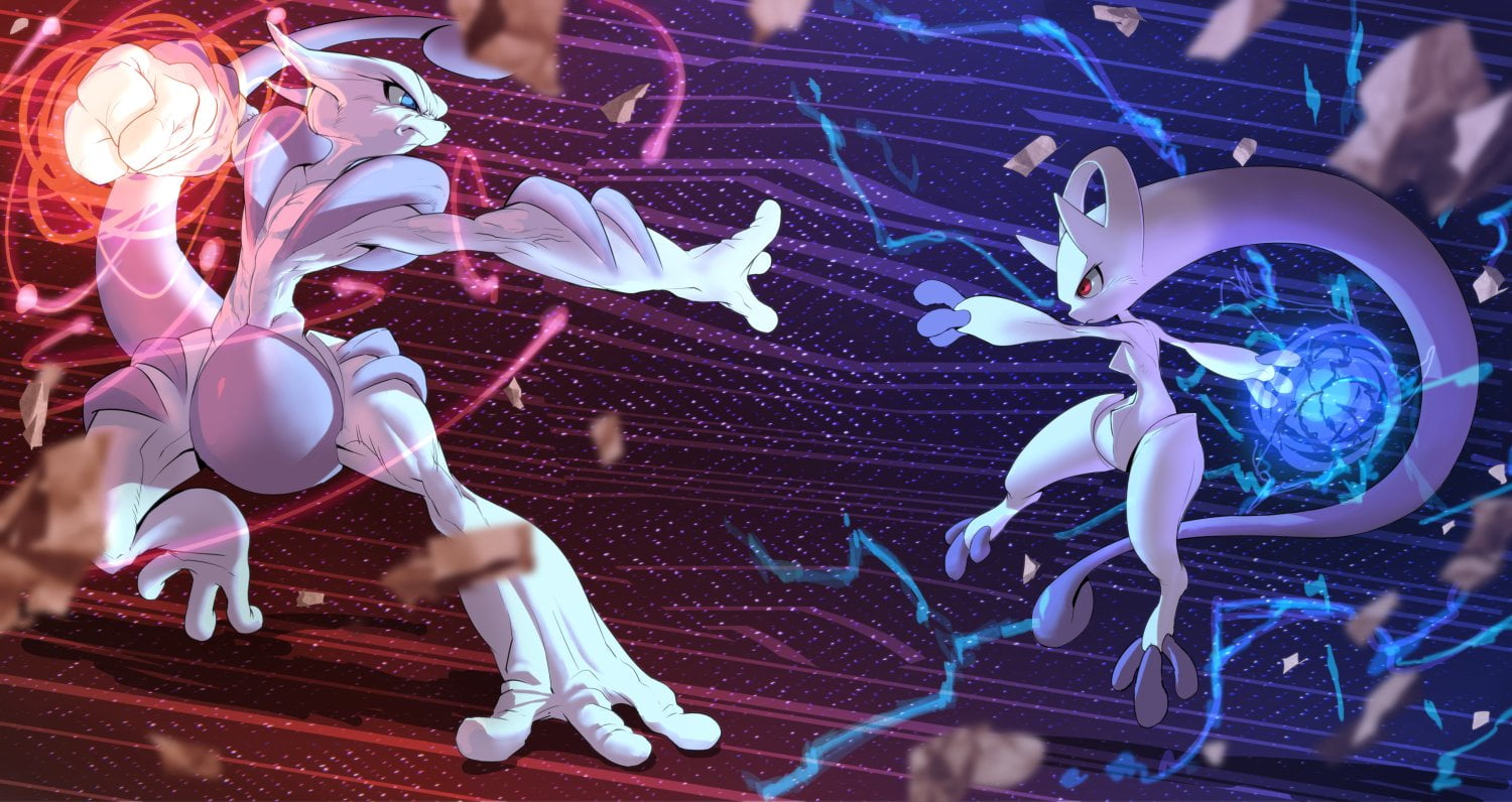 Pokemon Mew and Mewtwo wallpaper Pok mon Mega Evolution 2k