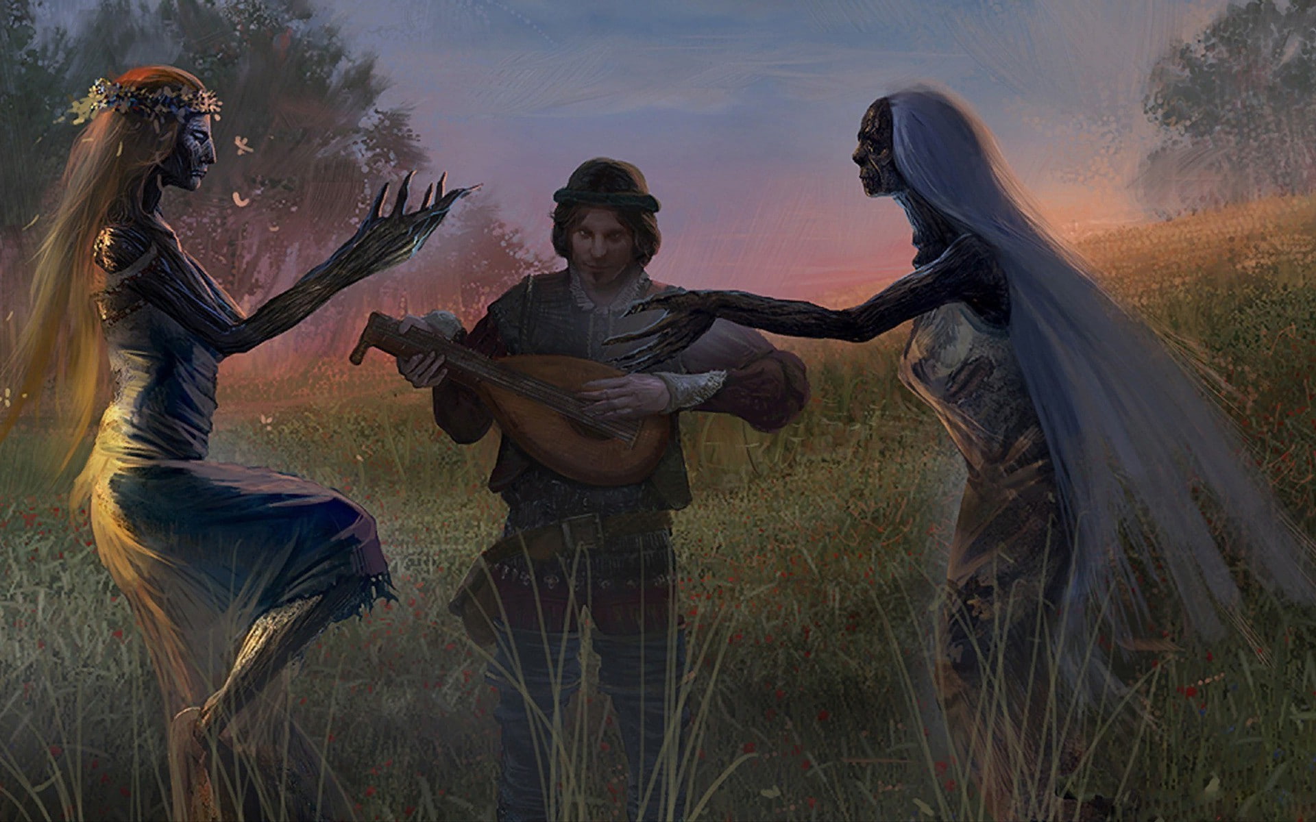 artwork Dandelion character The Witcher video games 2k