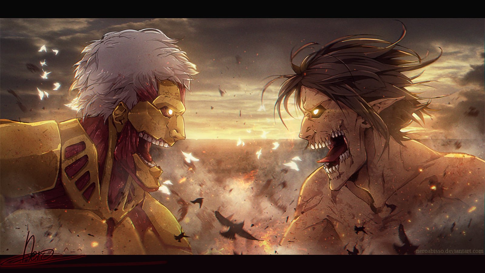 Attack on Titans digital wallpaper Anime Armored Titan Battle 2k