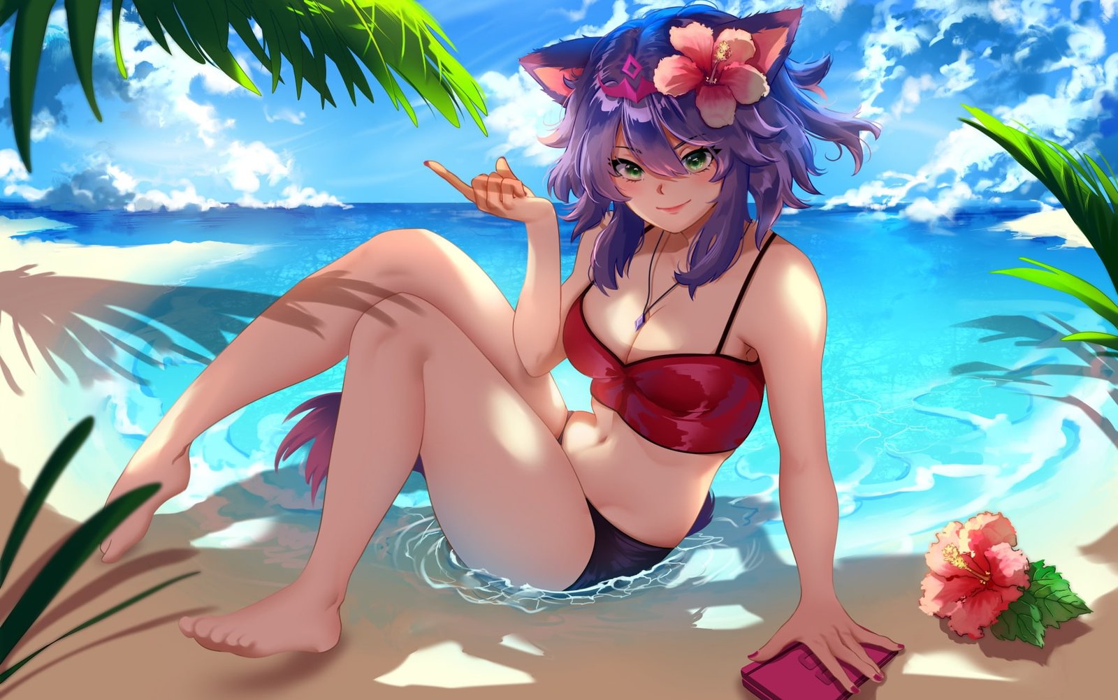 beach summer girl anime art 2k