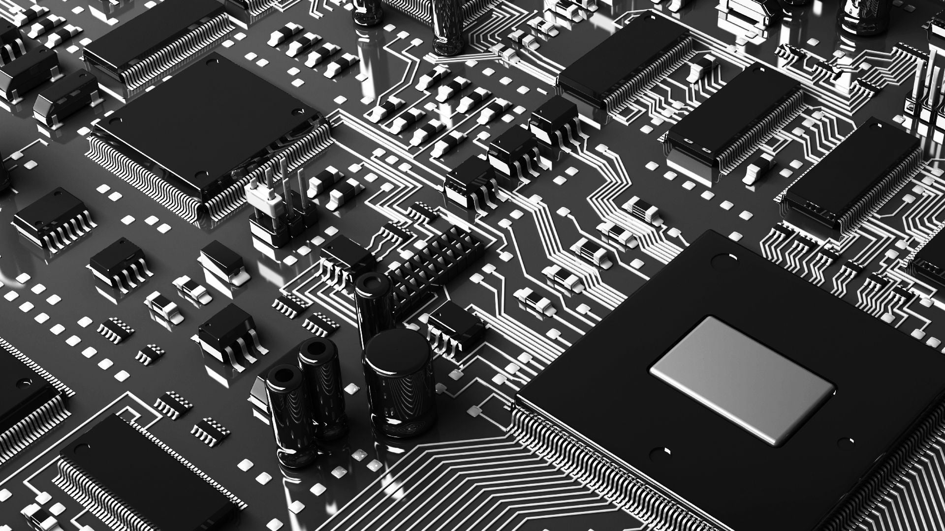 black and gray circuit board computer microchip digital art 2k
