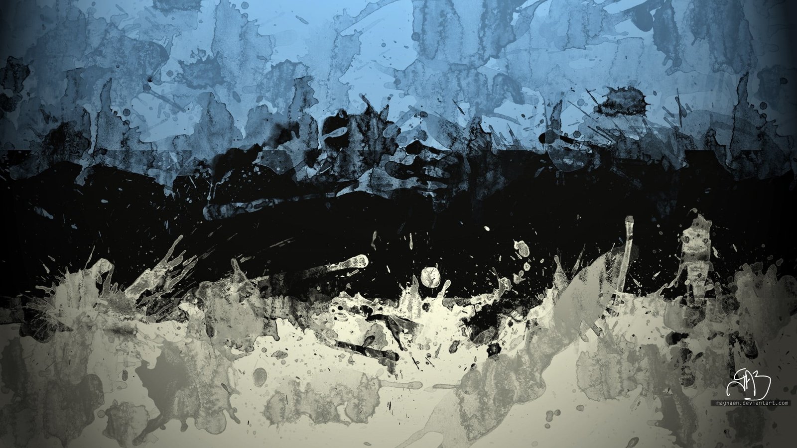 beige black and blue abstract painting simple dark white 2k