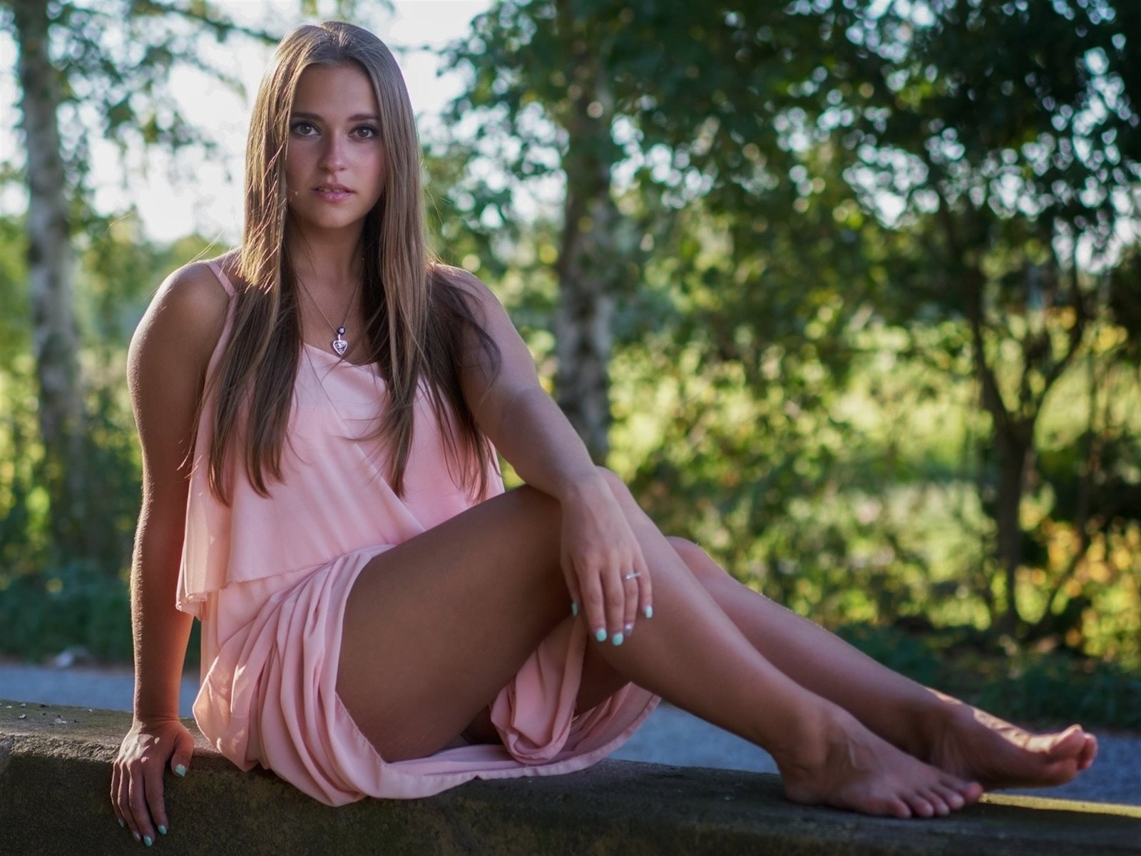 blonde dress face girl hair legs long look model nature 2k