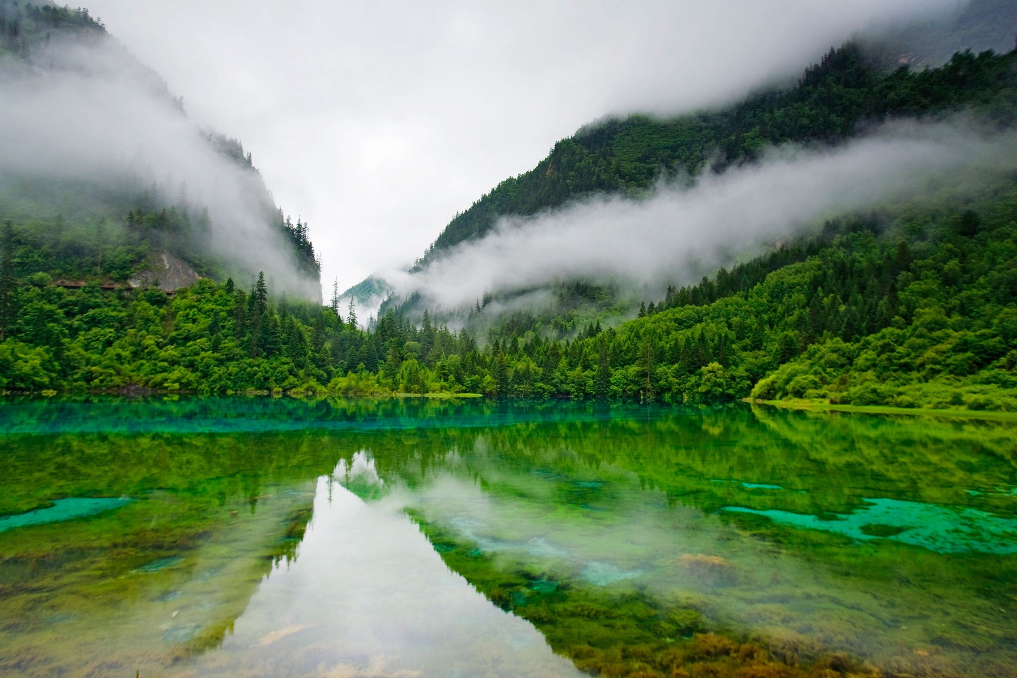 calm body of water Jiuzhaigou Nature Reserve China lake clear 2k