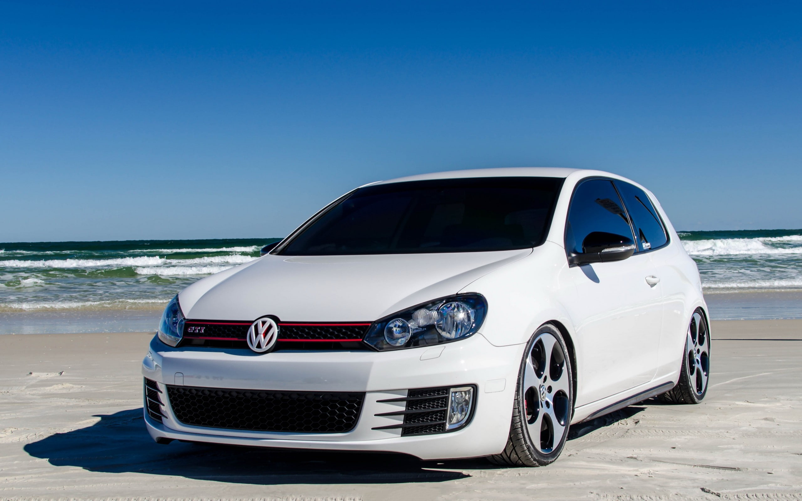 car vehicle Volkswagen Golf GTI sea beach land water 2k