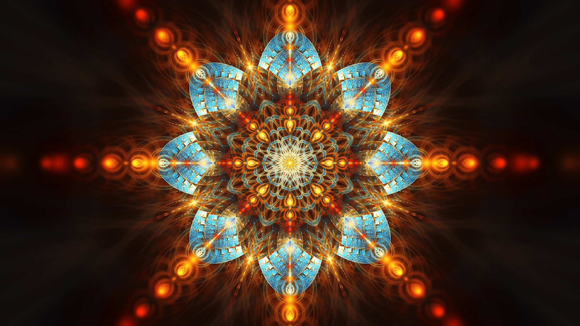 mandala illustration abstract fractal symmetry digital art 2k