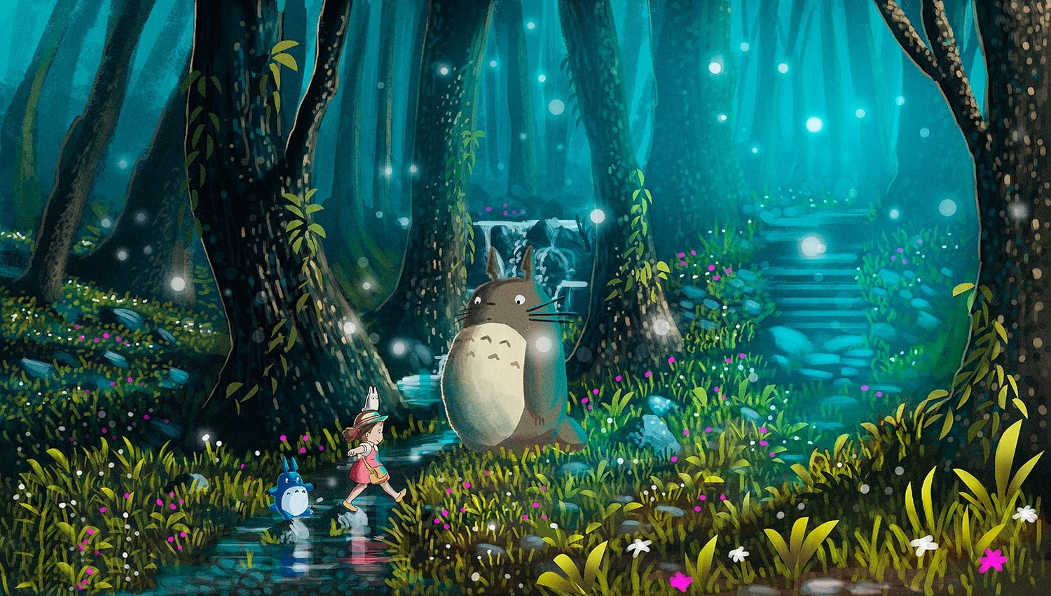 My Neighbor Totoro digital wallpaper Studio Ghibli anime girls 2k