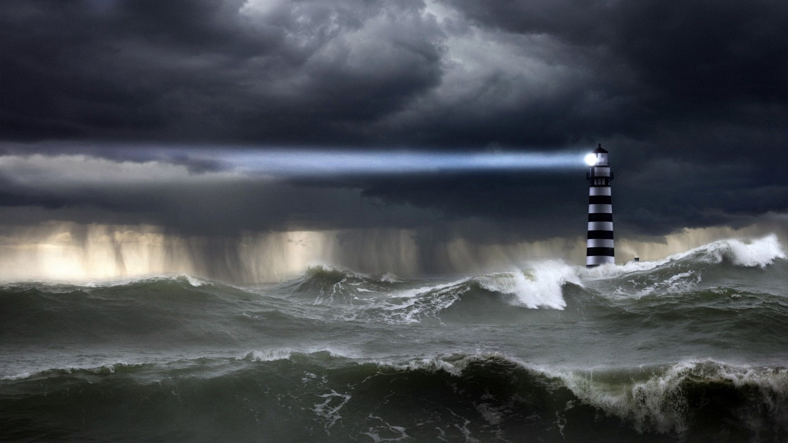 nature computer lighthouse oceans storm 2k