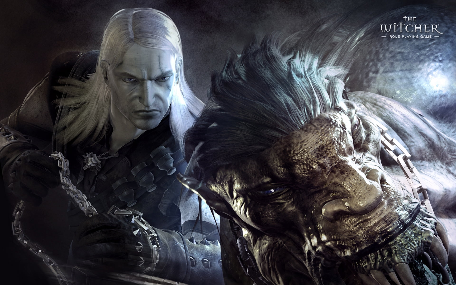 The Witcher wallpaper warrior monster chain look people 2k
