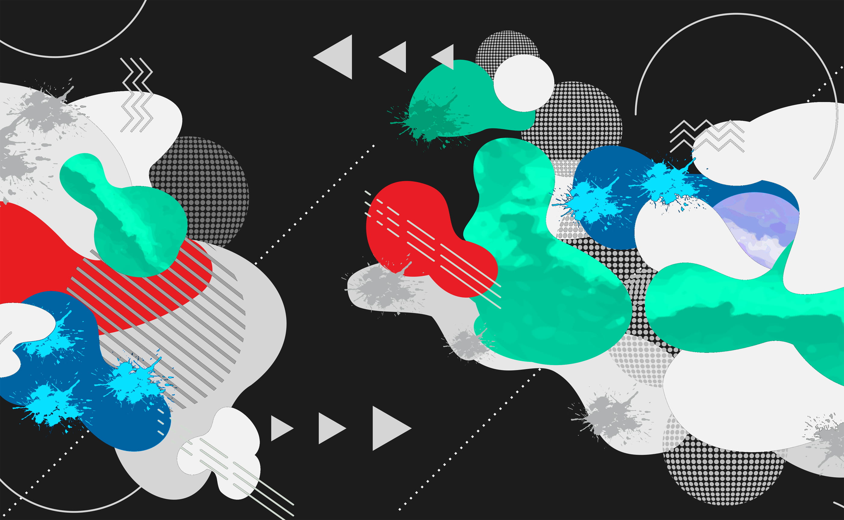 Abstract Colorful Pattern Background Organic and Inorganic Forms Dark Version 2k