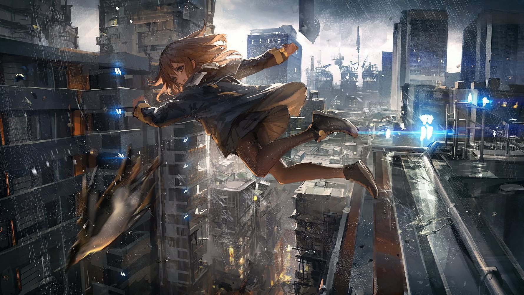 anime girls architecture building exterior city built structure 2k