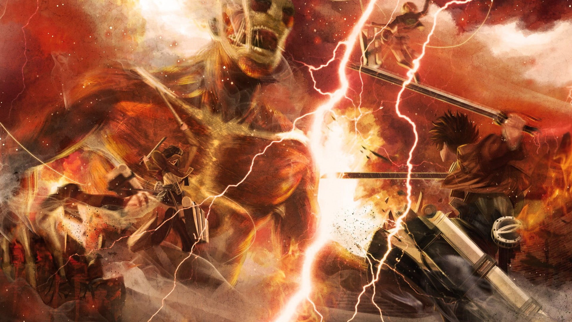Attack of Titans poster Shingeki no Kyojin Eren Jeager Mikasa Ackerman 2k